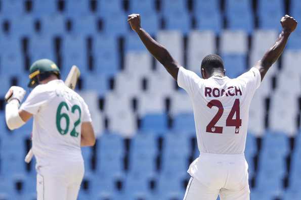 Kemar Roach bagged a five-wicket haul to bowl South Africa out for 116 in their second innings Kemar Roach bagged a five-wicket haul to bowl South Africa out for 116 in their second innings