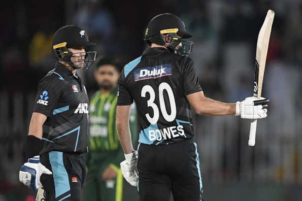 Mark Chapman and Chad Bowes struck half-centuries before an unseasonal hailstorm forced the game to be called off Mark Chapman and Chad Bowes struck half-centuries before an unseasonal hailstorm forced the game to be called off