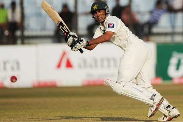 Pakistani's batsman Younis Khan plays a shot during the Test match against Bangladesh at the Zahur Ahmed Chowdhury Stadium in Chittagong. Opener Mohammad Hafeez cracked a career-best 143 and Khan an impressive 96 not out to put Pakistan in a commanding position in the opening Test against Bangladesh. Pakistani's batsman Younis Khan plays a shot during the Test match against Bangladesh at the Zahur Ahmed Chowdhury Stadium in Chittagong. Opener Mohammad Hafeez cracked a career-best 143 and Khan an impressive 96 not out to put Pakistan in a commanding position in the opening Test against Bangladesh.