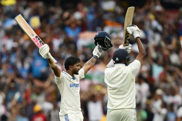 Nitish Kumar Reddy celebrates his maiden Test ton at the MCG Nitish Kumar Reddy celebrates his maiden Test ton at the MCG