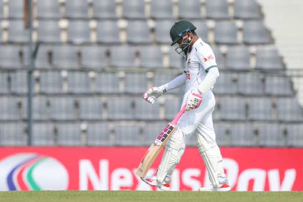 Mushfiqur Rahim walks back after being dismissed Mushfiqur Rahim walks back after being dismissed