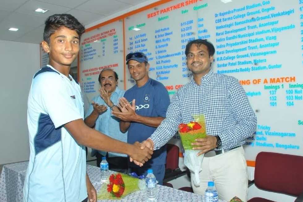 A young Nitish Reddy with former India selector MSK Prasad A young Nitish Reddy with former India selector MSK Prasad